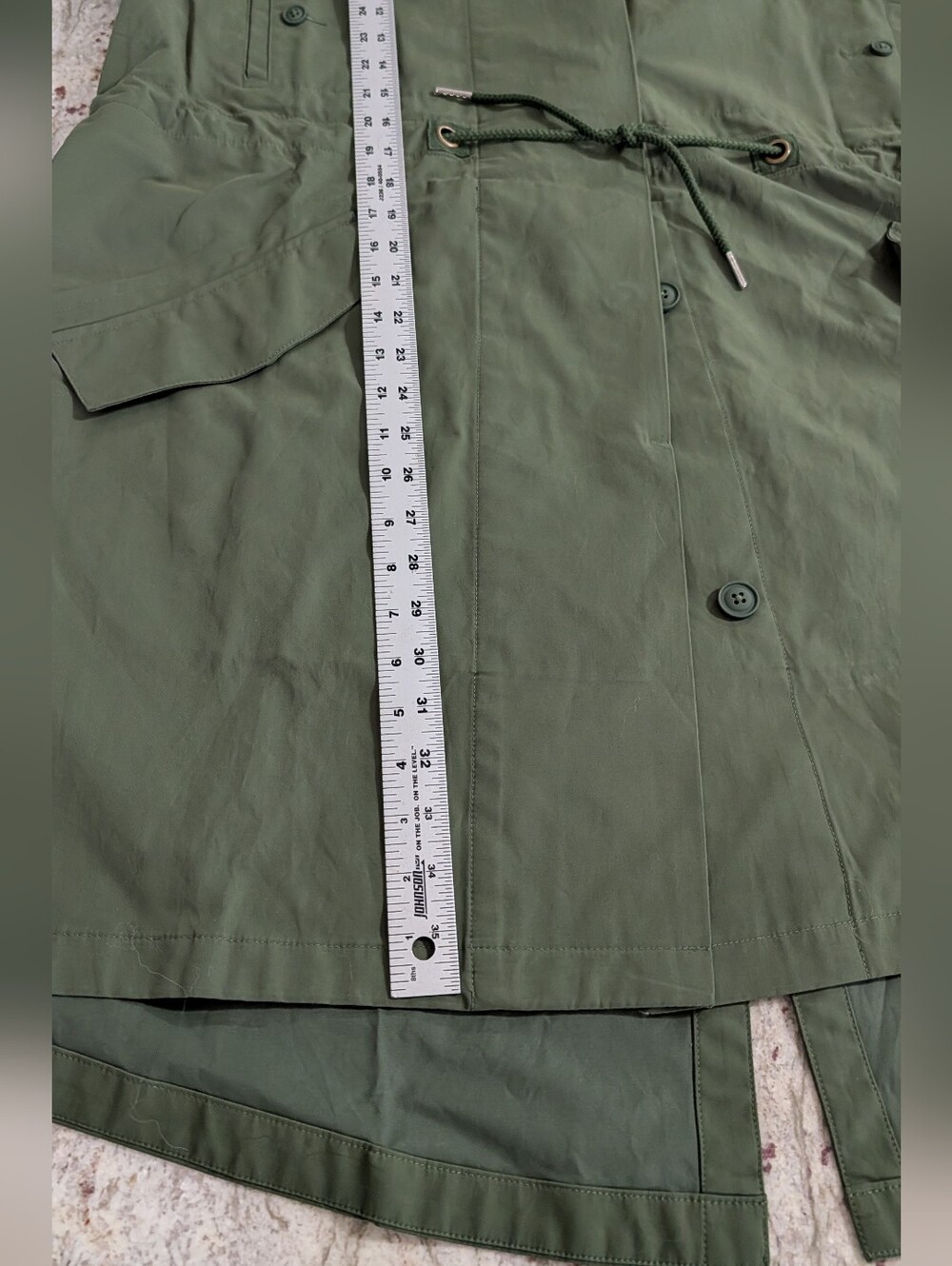 Lands End Women Army Green Hooded Trench Chore Coat Jacket Size Large NWT Roomy - Picture 3 of 12